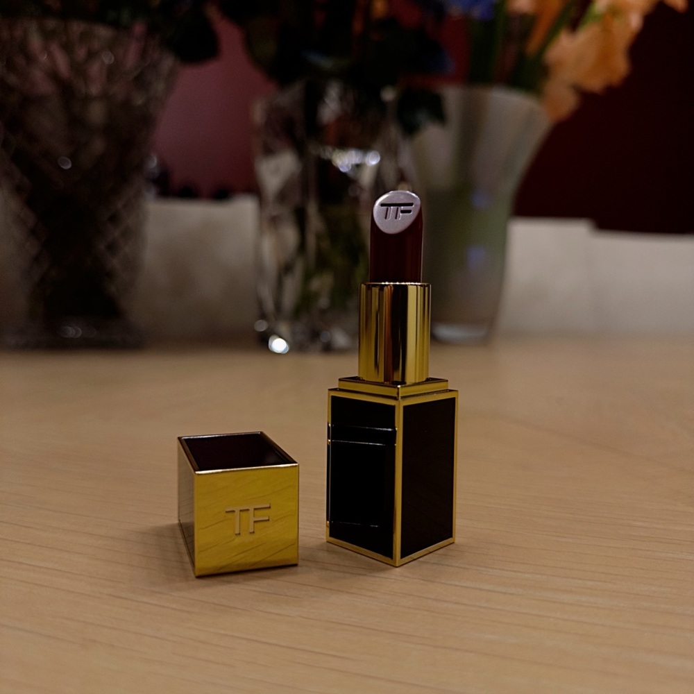 Tom Ford Burgundy Lipstick with Gold & Black Case